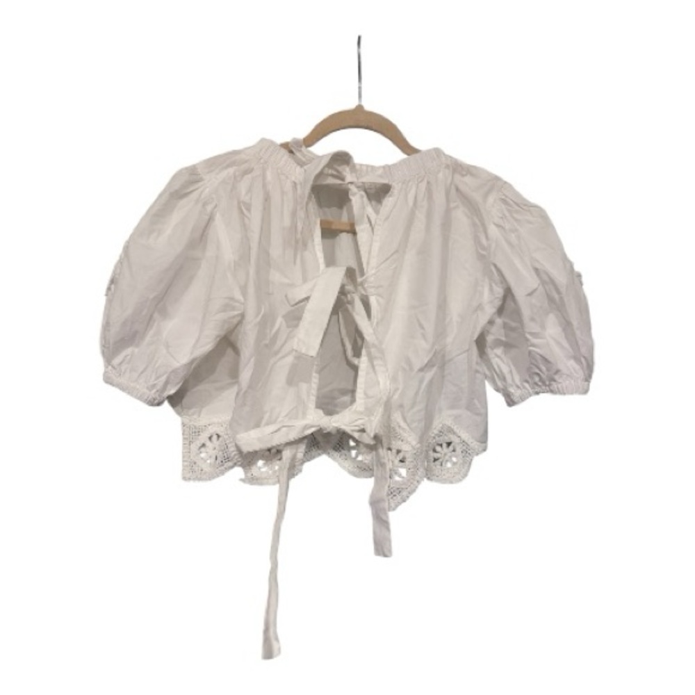 Heyson | White Crop Tie Back Blouse - Picture 2 of 4